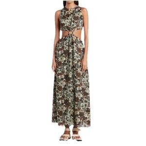 Sir. The Label. Constantine Women’s Cutout Maxi Dress Green Floral Sz 0